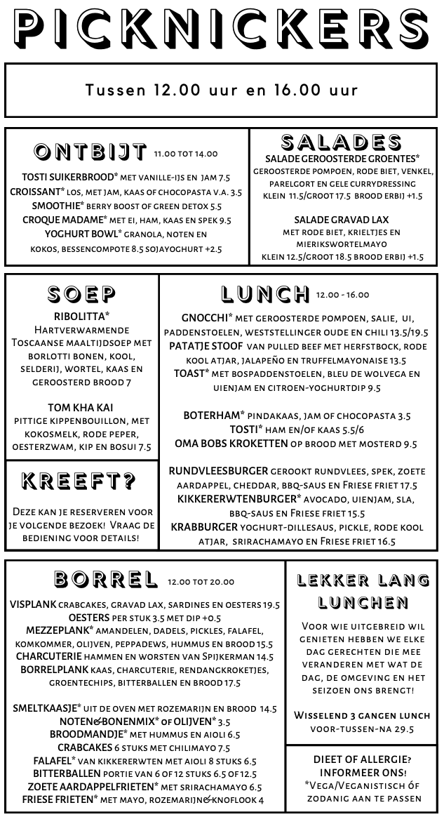 Restaurant Terherne menukaart - Picknickers