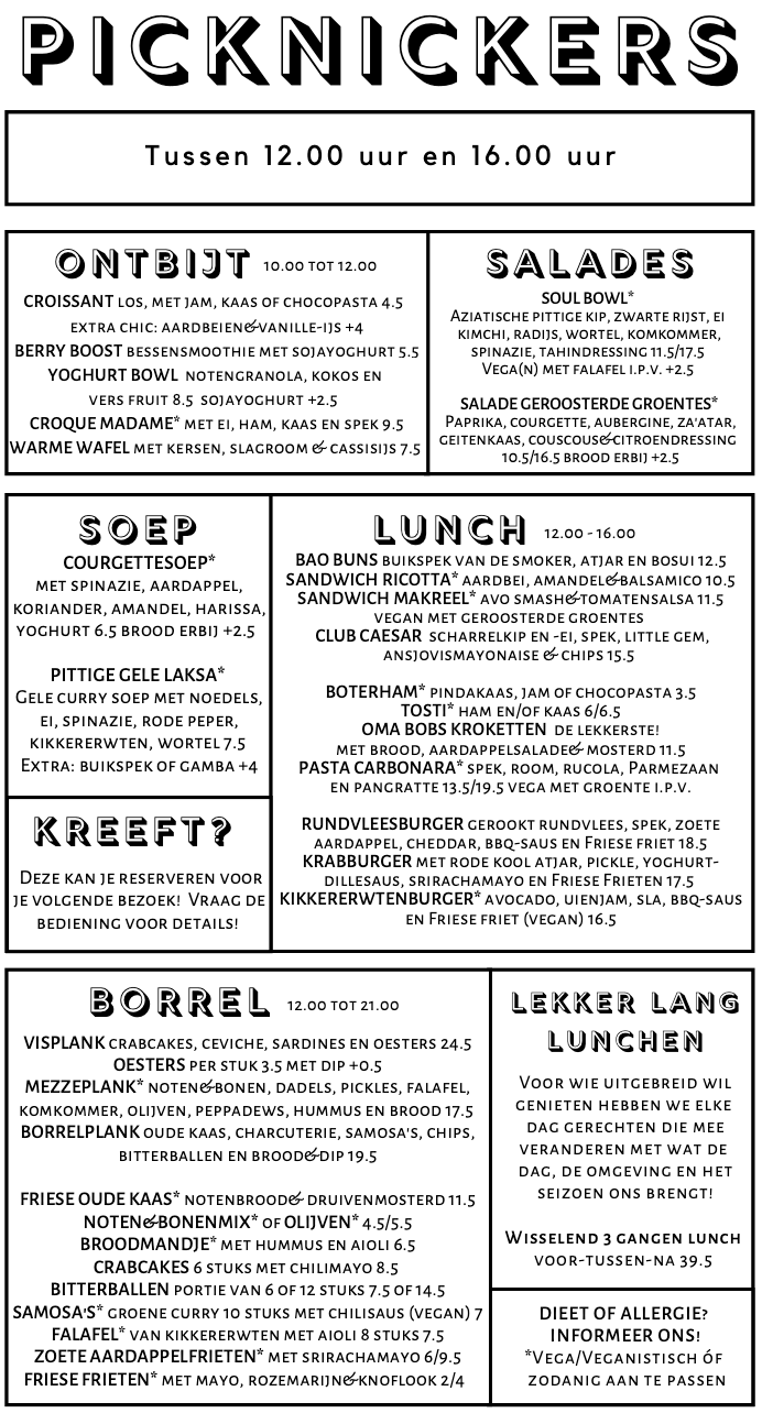 Restaurant Terherne menukaart - Picknickers